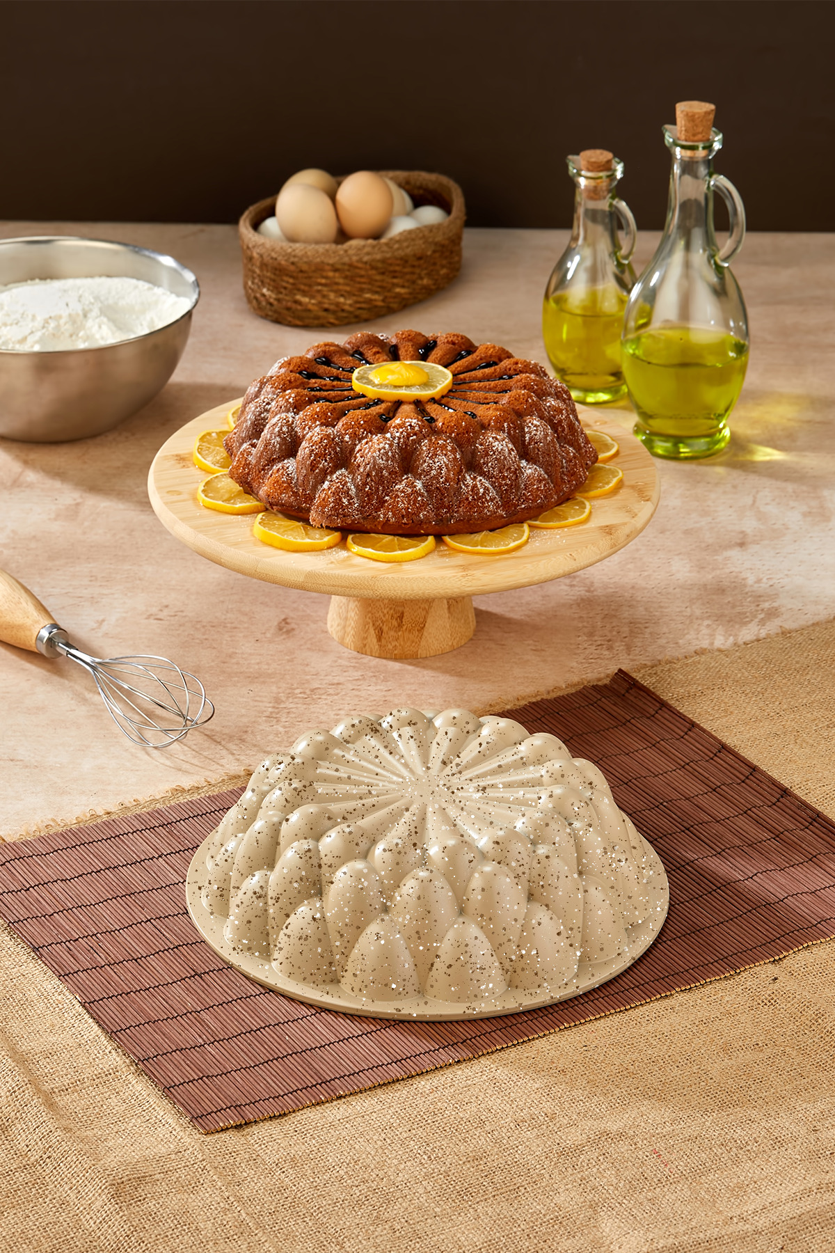 Prizma Döküm Granit Kek Kalıbı Krem 26 cm Prizma Döküm Granit Kek Kalıbı Krem 26 cm