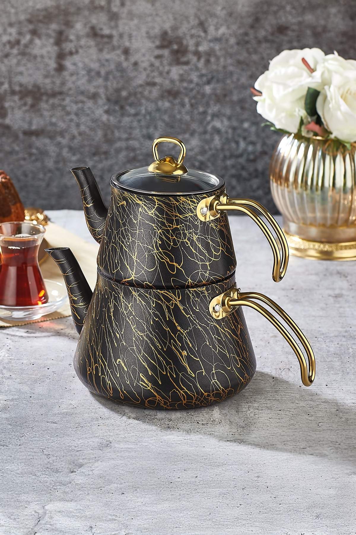 Elegance Granit Lüks Çaydanlık Orta Boy - Yanmaz Yapışmaz Granit Elegance Granit Lüks Çaydanlık Orta Boy - Yanmaz Yapışmaz Granit