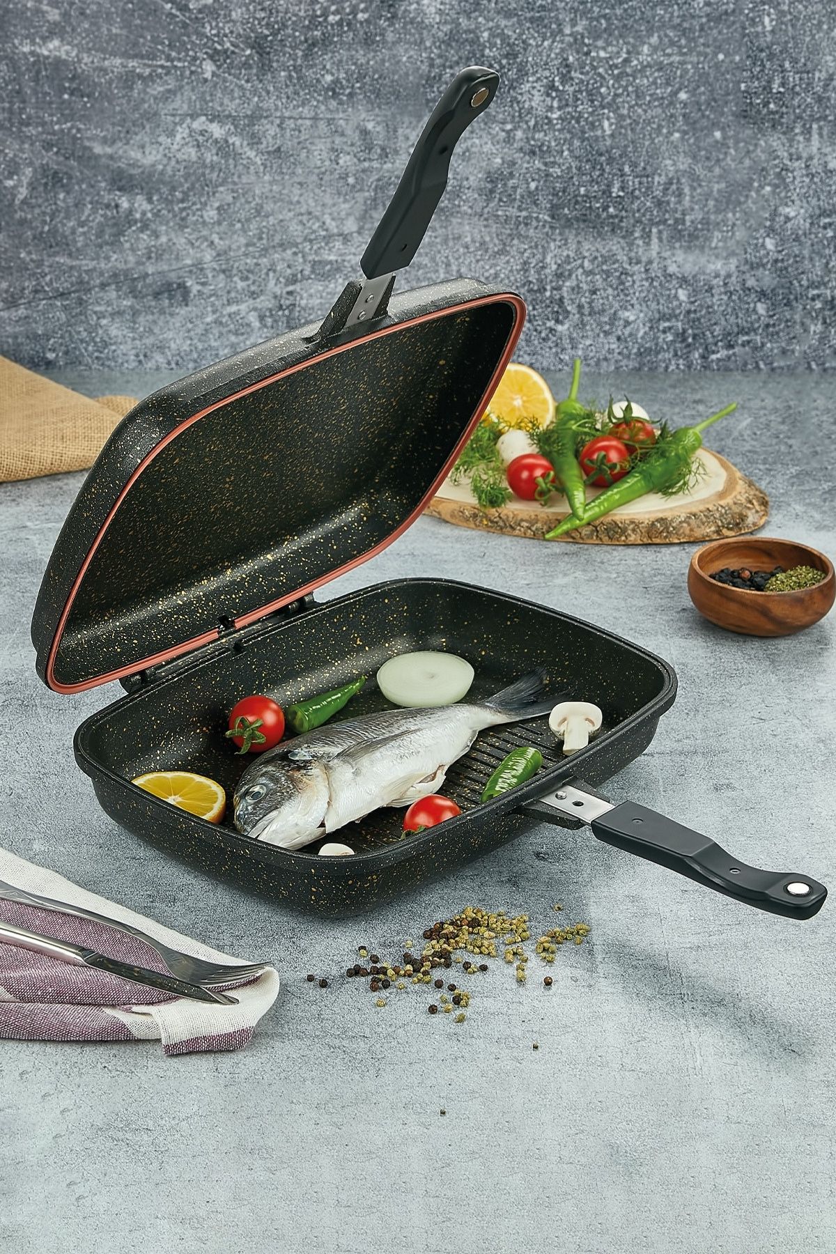 İron Granit Döküm Izgara Tavası 36 cm İron Granit Döküm Izgara Tavası 36 cm