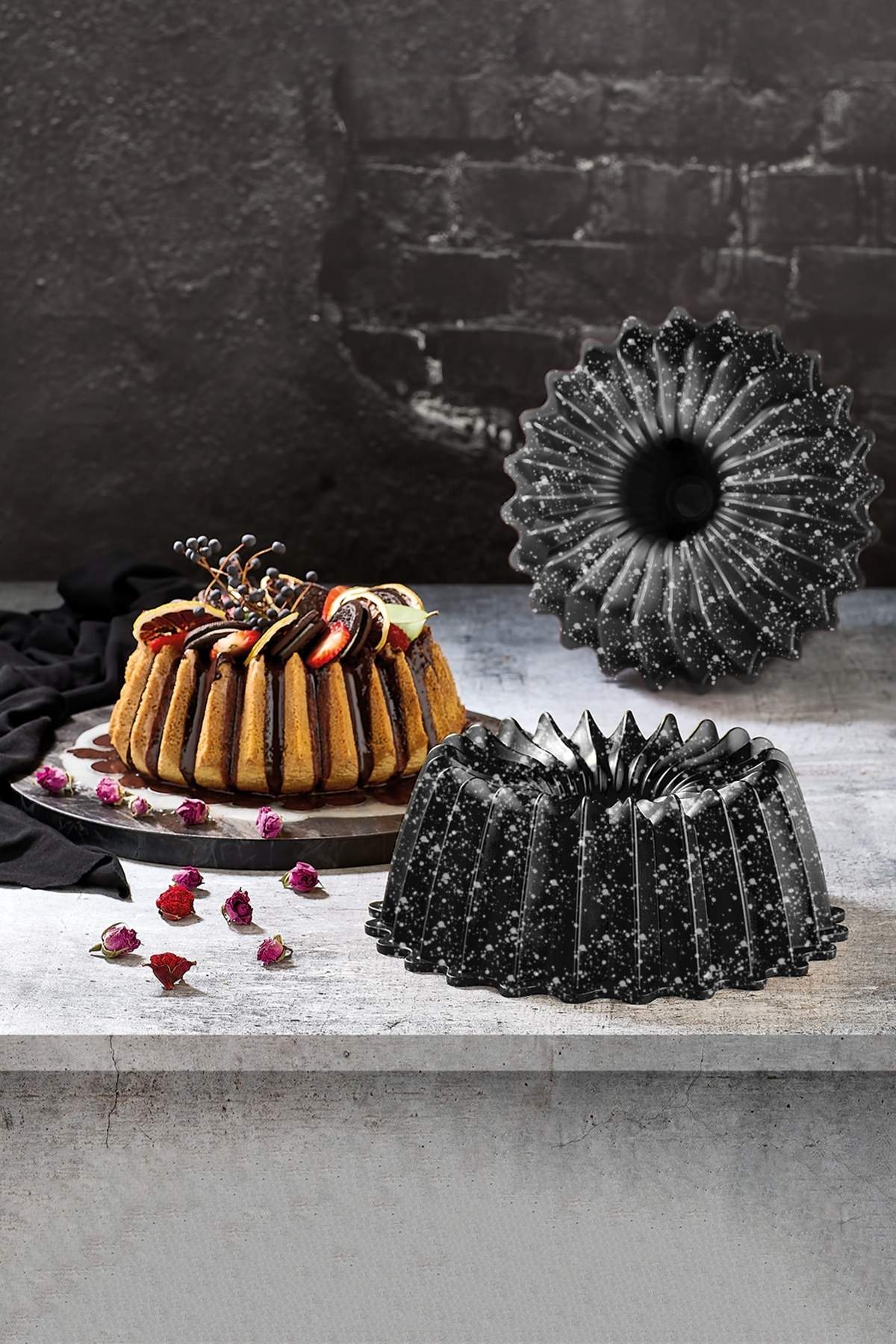 Lindo Döküm Granit Kek Kalıbı 26 cm - Siyah Lindo Döküm Granit Kek Kalıbı 26 cm - Siyah