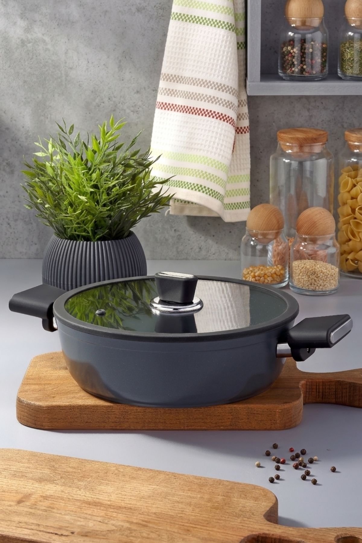 Vista Seramik Kapaklı Basık Pilav ve Karnıyarık Tenceresi 28 cm