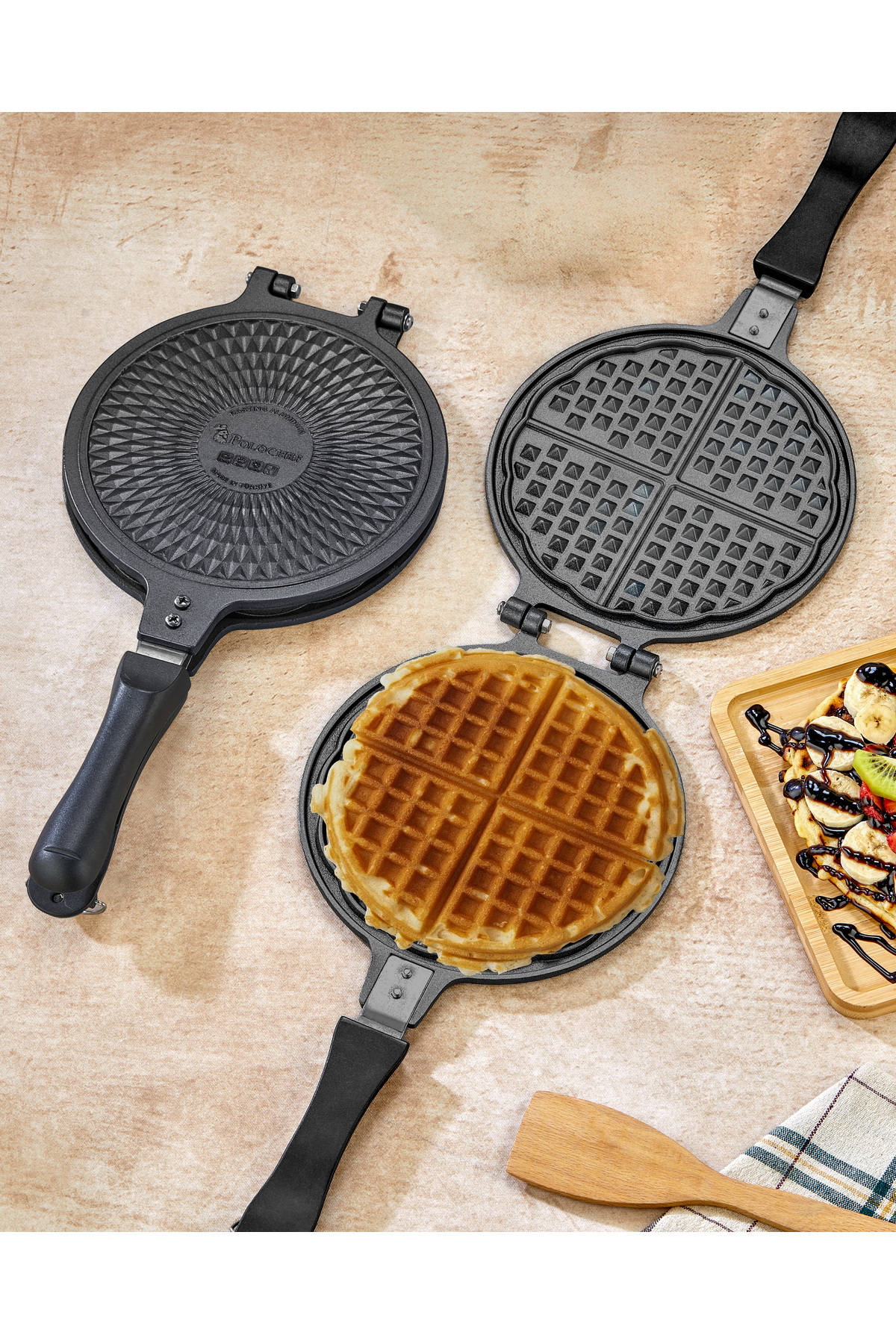 Döküm Waffle Tavası Bakalit Sap