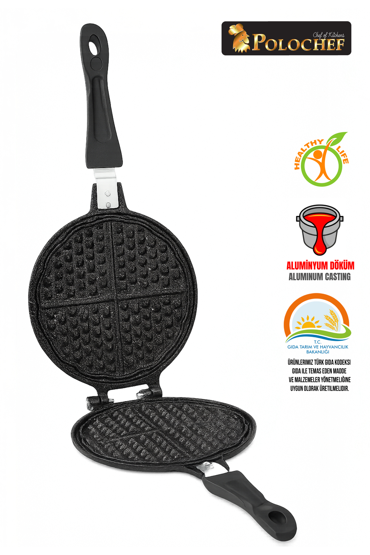 Döküm Waffle Tavası Bakalit Sap