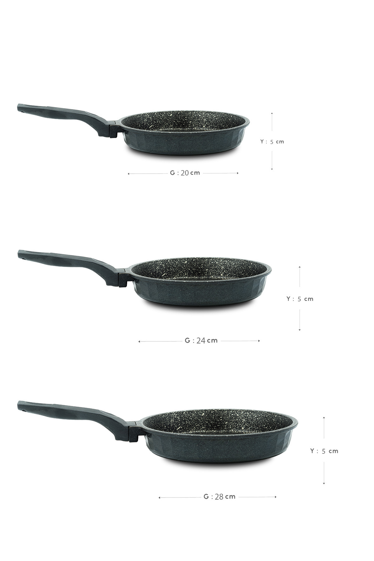 Polochef Kristal Döküm Granit 3lü Tava Seti