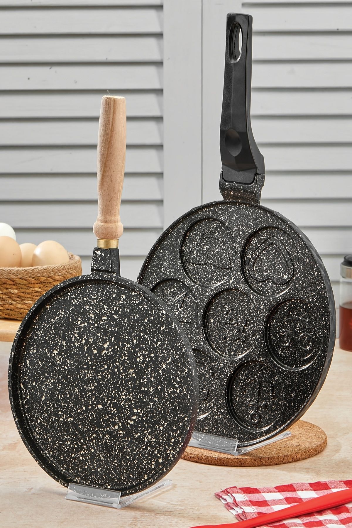 Granit 2li Kahvaltı Seti - Gözleme Tavası 22 cm + Pankek Tavası 26 cm