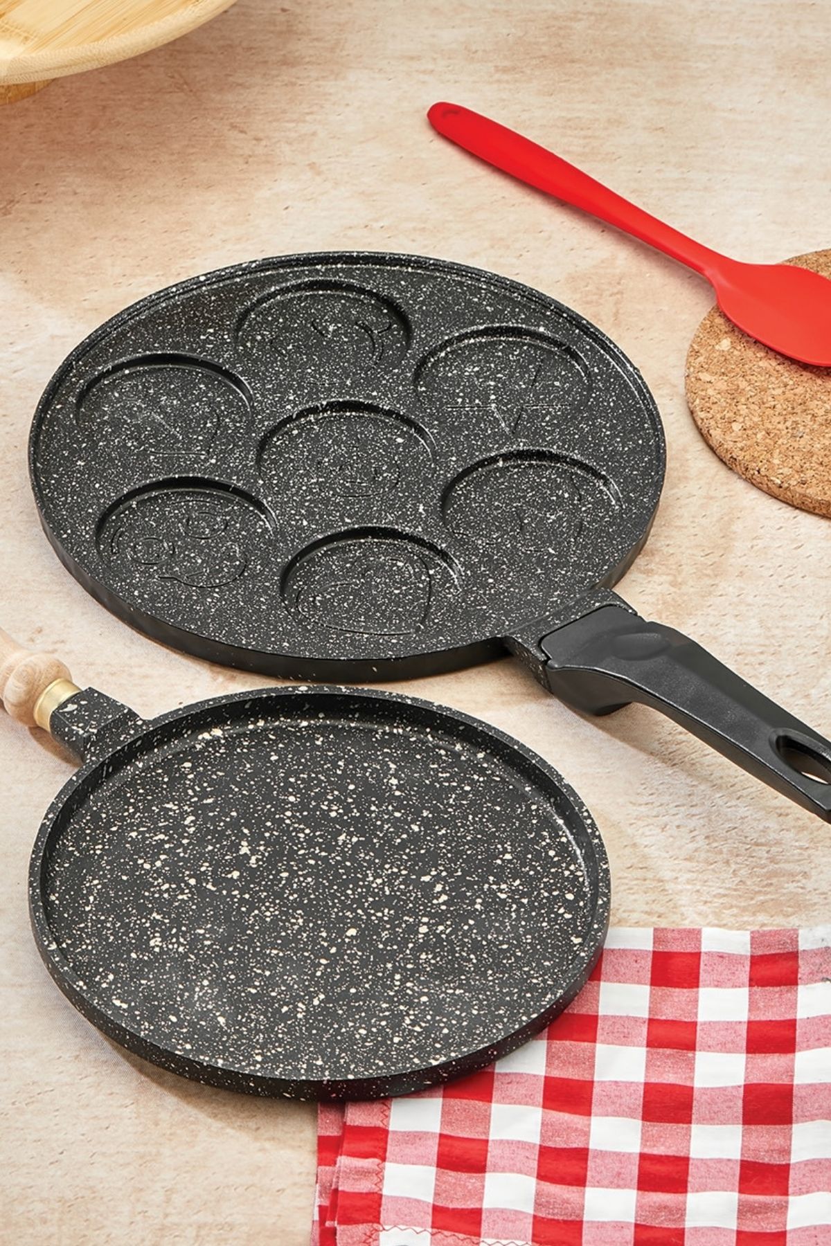 Granit 2li Kahvaltı Seti - Gözleme Tavası 22 cm + Pankek Tavası 26 cm