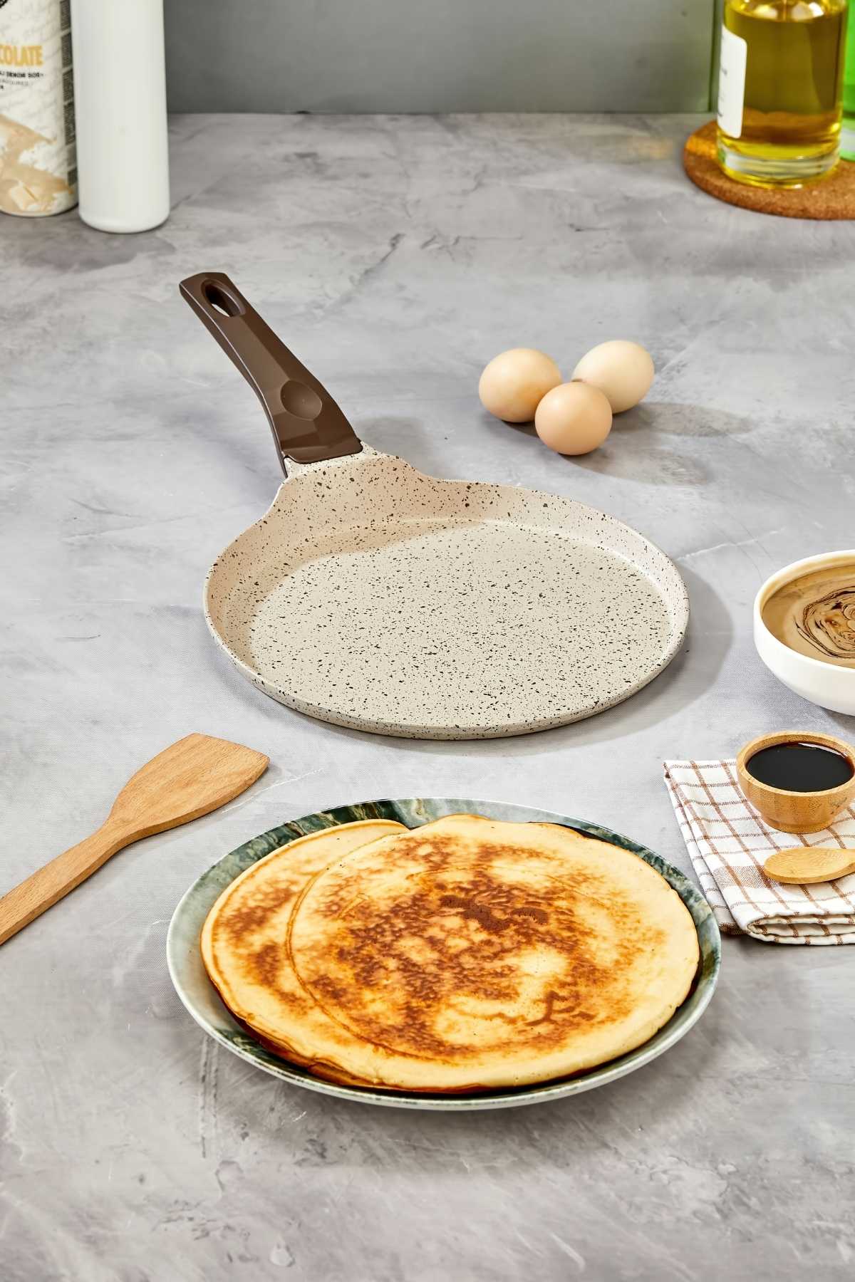 PoloChef 22 cm Granit Döküm Krep ve Gözleme Tavası - Krem