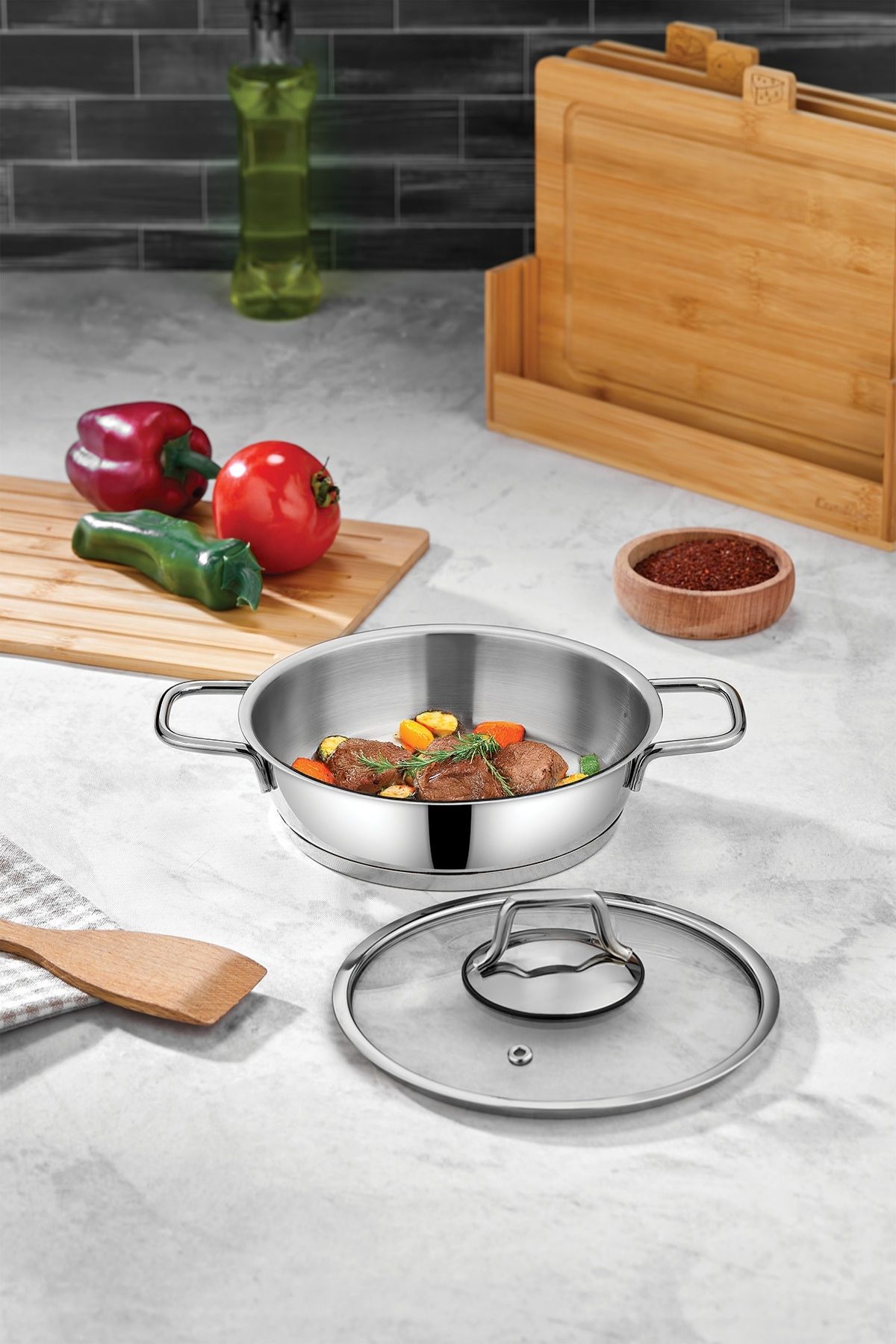 Paslanmaz Çelik Sahan 18 cm - Gümüş