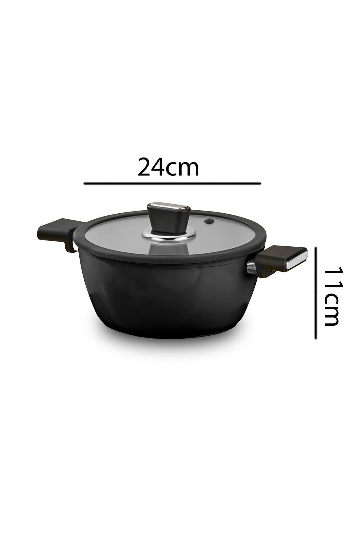 Vista Seramik 7 Parça Tencere Seti  Siyah (20-24-26-26 cm)