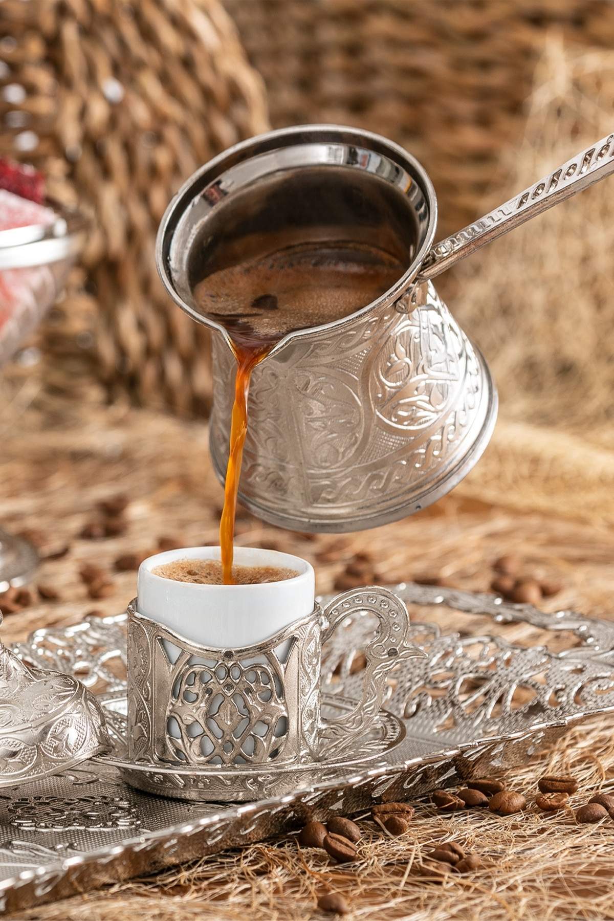 Zamak 2 Lüks Kahve Cezvesi 100 ml - Gümüş Renk - 2 Kişilik - Çelik Tabanlı