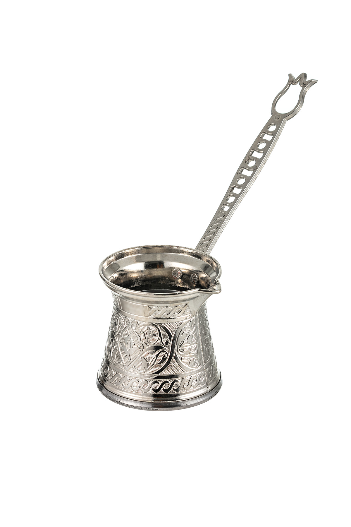 Zamak 2 Lüks Kahve Cezvesi 100 ml - Gümüş Renk - 2 Kişilik - Çelik Tabanlı